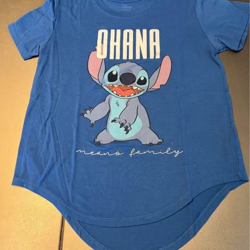 Disney Lilo & Stitch “Ohana Means Family” Blue 100% Cotton T-shirt Girls Medium